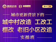 城市更新戰(zhàn)略實(shí)操班之城中村改造、工改共、棚改、老舊小區(qū)改造課題開課安排